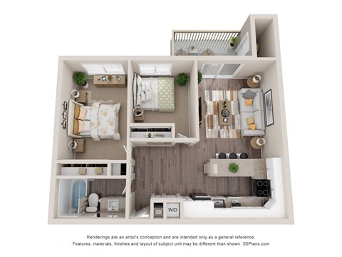 Floor plan for 2 beds, 1 bath, 800 sqft